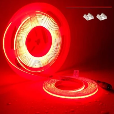 Immagine di TOPAI Striscia LED COB 12V Rosso 5 Metri Esterno Impermeabile 480LED/M Alta Densità Autoadesivo Flessibile Tagliabile Luci a Per Casa Camera Cucina