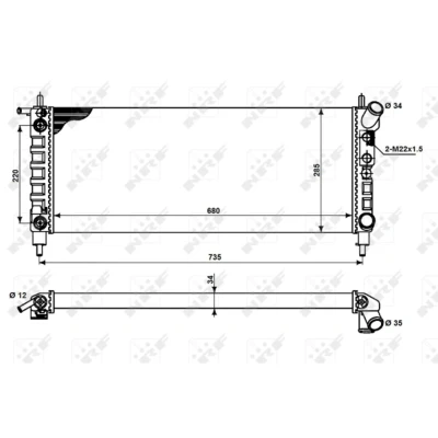 Immagine di NRF 50242 Radiatore motore Alluminio 680 285 34 Alette di raffreddamento montate meccanicamente OPEL: Corsa B Hatchback