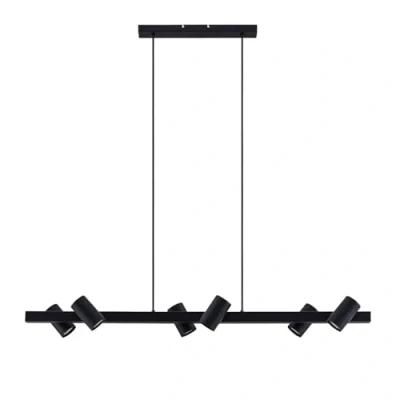 Immagine di lampada a sospensione &#039;Savoli&#039; dimmerabile (Moderno) colore Nero, in Metallo ad es. Soggiorno &amp; Sala da pranzo (6 luci, GU10) di Lindby sospensione, soffitto,