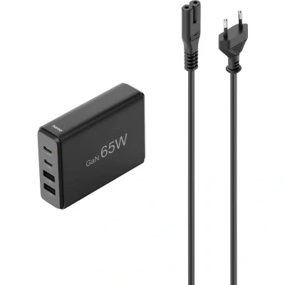 Immagine di Hama Stazione di ricarica 4 porte, GaN, Caricatore rapido, 2xUSB C, A, PD, 65 W, SW (65 W), per dispositivi mobili, Nero