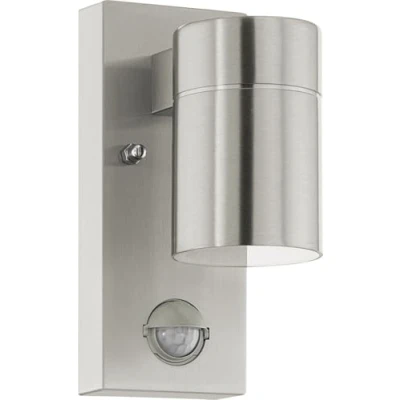 Immagine di Eglo Led lampada da parete per esterni Riga 5, esterno con rilevatore di movimento, sensore crepuscolare, acciaio inossidabile, vetro in chiaro, bianco caldo, GU10, IP44