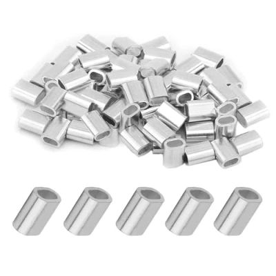 Immagine di 100 manicotti rotondi per funi metalliche, crimpatura in alluminio, (M4,4 mm)
