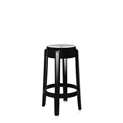Immagine di Kartell Charles Ghost Sgabello, Set da 2, Nero Coprente, H. 65
