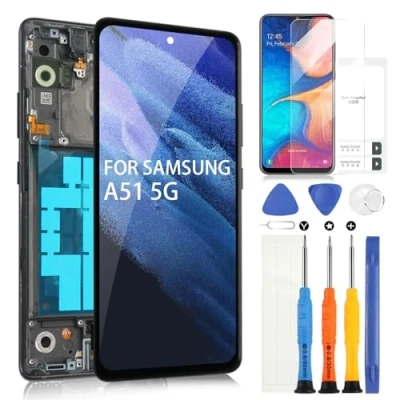 Immagine di ARSSLY OLED LCD Schermo per Samsung Galaxy A51 5G A516 Display SM A516B/DS A516F Digitizer Touch Assembly con Strumenti(Nero Cornice)