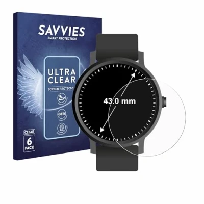 Immagine di savvies (6 Pezzi Pellicola Protettiva per Orologi (Circolare, ø: 43 mm) Protezione Schermo Trasparente
