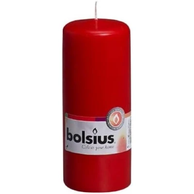 Immagine di Bolsius candele a pilastro lisce, colore rosso, set da 10 pezzi, decorative per la casa, lunghezza 42 ore, non profumate, cera naturale piante, 15 x 6 cm