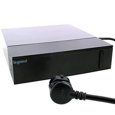 Immagine di Legrand 049430 Prolunga multipresa per spazio TV con 4 prese messa a terra e senza terra, protezione contro sovratensioni interruttore, colore: nero
