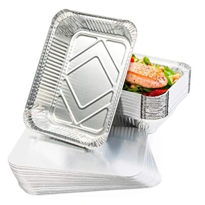 Immagine di Matana 25 Grandi Teglie Alluminio, Contenitori Alluminio per Cuocere al forno, Grigliare, Arrostire Vassoi Monouso, Riciclabile, in Argento 22x17cm/1200ml