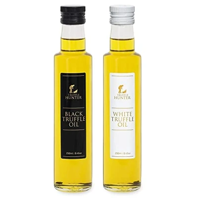 Immagine di TruffleHunter Set di Olio Tartufo Nero e Bianco Extra Vergine Oliva per Cucinare Condire 250 ml X2