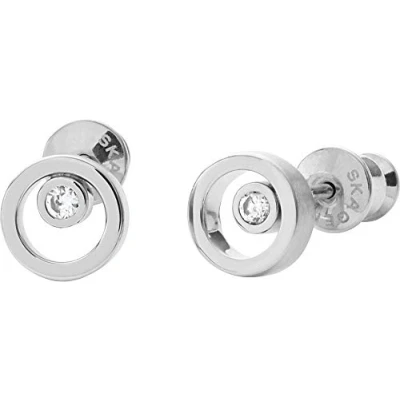 Immagine di Skagen Orecchini da donna in acciaio inossidabile o semi preziosi con chiusura a scatto sul retro, Nuvola d&#039;argento