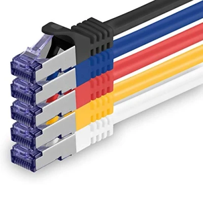 Immagine di 1aTTack.de Cat.7 Cavo di Rete 1,5m 5 Colori Set 03 Pezzi Ethernet LAN SFTP PIMF LSZH Spina RJ45 Cat6a 10 Gbit s