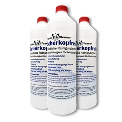 Immagine di PANDACLEANER Detergente per testine di rasatura 3x 1000ml Liquido ricarica cartucce pulizia L&#039;alternativa a basso costo Adatto le CCR e standard Braun