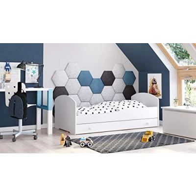 Immagine di KOBI Letto per bambini LUK con Cassetto, bianco le camerette dei un ragazzo e una ragazza materasso, telaio inclusi (Bianco, 160x80)
