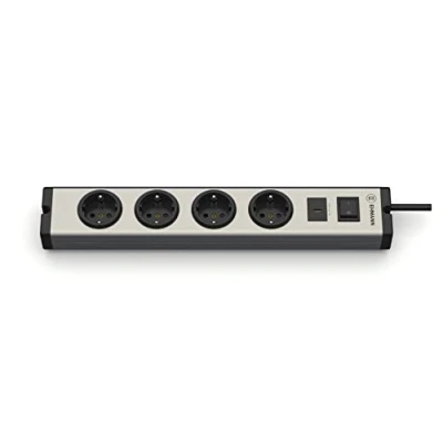 Immagine di Ehmann Ciabatta elettrica in alluminio 0601x0g052031, 4 prese, 1 USB C 18 W, con interruttore 1,5 m di cavo