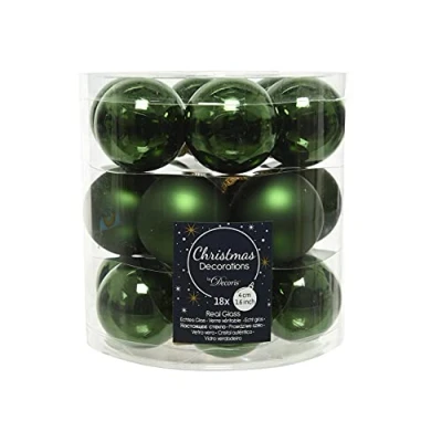 Immagine di Decoris Palline per albero di Natale in vetro, 4 cm x 18 pezzi, colore: verde abete