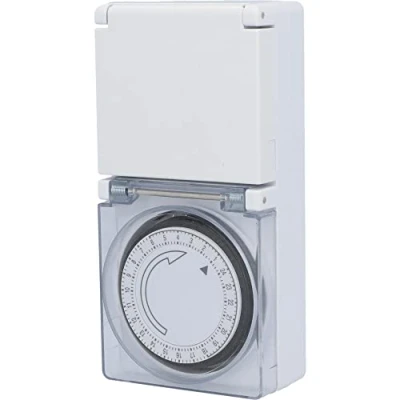 Immagine di UNITEC Timer giornaliero meccanico esterno IP44 analogico bianco 15 minuti di distanza regolabile