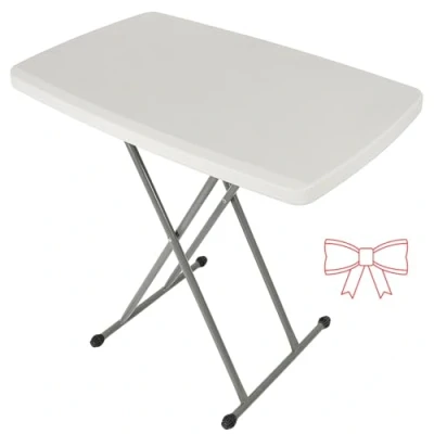 Immagine di Tavolo Pieghevole da Picnic Giardino Bianco Portatile, Perfetto Come Campeggio, Buffet, Cucina, Regolabile in Altezza 76 * 50 74 cm (bianco)