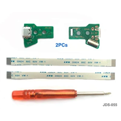 Immagine di 2 pz JDS 055 Sostituzione Presa di Ricarica Micro USB per Controller PS4, Caricabatterie porte Socket Adattatore Modulo, Cavo Flex Cacciavite Playstation DualShock