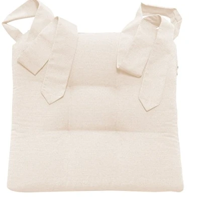 Immagine di JEMIDI Cuscino per sedia con nastro fiocco, extra spessore e comodo, parvenza lino, Poliestere, avorio, 42cm x 46cm 7cm