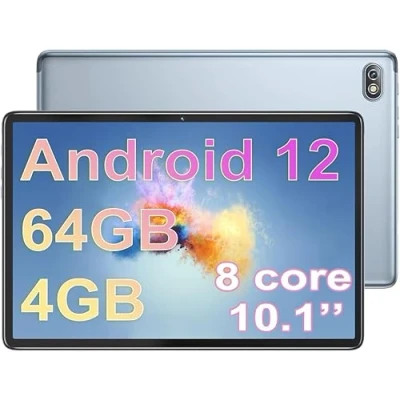 Immagine di SZTPS Tablet 10.1 Pollici Android 12.0, 64 GB ROM + 4 RAM 128 estensibile 8 core 1.6 GHz doppia fotocamera 2 5 MP Batteria 5000 mAh 2.4G WiFi Bluetooth GPS Grigio
