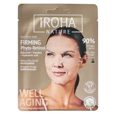Immagine di IROHA NATURE Maschera Viso in Tessuto Rassodante e Anti Age con Bakuchiol Peptidi Compattezza ed Elasticità Risultati 15 Minuti Cruelty Free