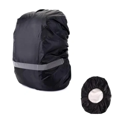 Immagine di MisFun Copri Zaino per Pioggia, Coprizaino Impermeabile, Antipioggia, Parapioggia Zaino, con Striscia Riflettente All&#039;aperto, Alpinismo, Ciclismo(Nero, S)