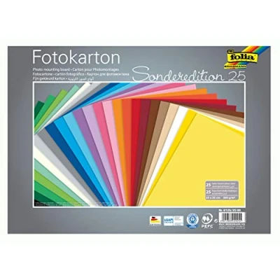 Immagine di folia 6125/25 99 Set di 25 x 35 cm, 300 g/mq, fogli assortiti in colori, base ideale per numerose idee bricolage