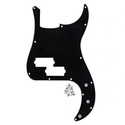 Immagine di FLEOR Battipenna per basso di precisione standard a 13 fori stile moderno senza tacca truss rod modello P 4 corde, nero