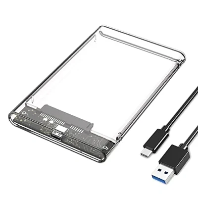 Immagine di Eono Case Esterno per Disco Rigido 2.5&quot;, USB C 3.1 Gen 2 UASP 6Gbps, Tool Free Trasparente Hard Disk 7mm e 9.5mm SATA I II III HDD SSD 2.5 Pollici