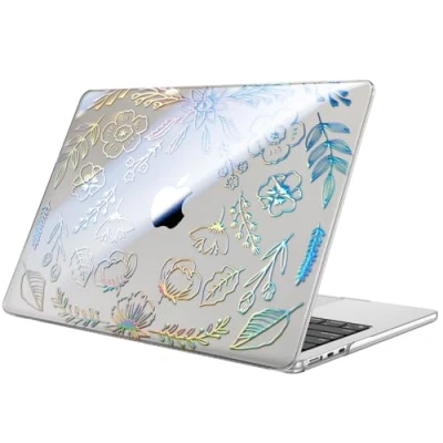 Immagine di FINTIE Custodia Compatibile con MacBook Air M3 M2 13.6 Pollici 2022 2024 (Modello A3113/A2681) Cover Rigid Protettivo Guscio Rigido Case, Giardino (Trasparente)