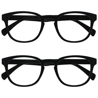 Immagine di OPULIZE Pop 2 Pacco Retrò Giro Liscio Nero Opaco Uomo Donna Occhiali Da Lettura Cerniere Molla RR2 1 +1,00