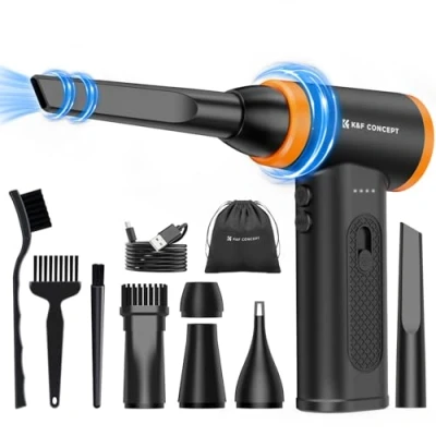 Immagine di K&amp;F Concept Pulitore ad Aria Compressa per PC con luce LED, Soffiatore 120000 RPM Batteria 5000mAh, Velocità Regolabile, Ricaricabile e Riutilizzabile, Ideale Pulire Laptop Tastiere