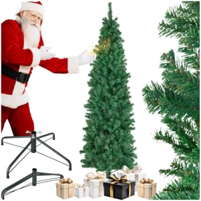 Immagine di tectake® Albero di Natale Artificiale, Realistico con Aghi in PVC, Supporto Legno, Ideale per Decorazioni Casa Moderna Verde, 210 cm / 878 punte