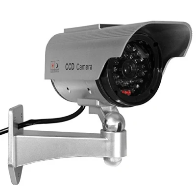 Immagine di Videocamera Fittizia Solare SOL1200 con LED Telecamera Finta Falsa Dummy Camera Sorveglianza CCTV Colore Argento