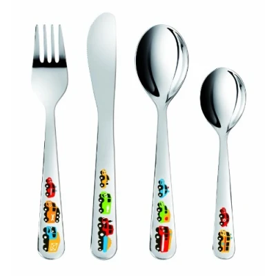 Immagine di Tescoma 668091 Bambini Posate da Tavola, Macchinine, Acciaio Inossidabile, Multicolore, 4 Pezzi