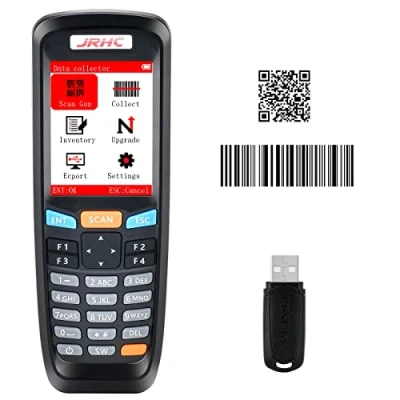 Immagine di JRHC 2D Scanner e raccoglitore di codici a barre con ricevitore USB wireless da 2,4 GHz, schermo LCD multifunzione 2,8 pollici, lettore ampio raggio trasmissione.