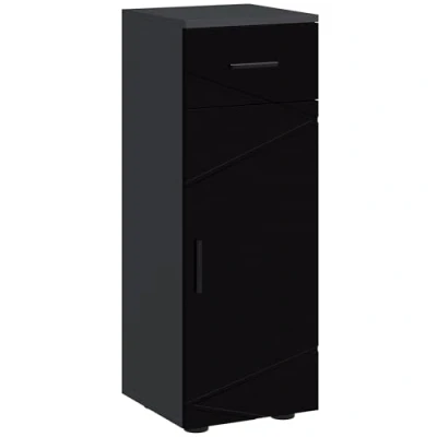 Immagine di kleankin Mobiletto Bagno in Truciolato con Cassetto e Armadietto a 2 Livelli Regolabili, 30x30x82 cm, Nero Grigio Scuro