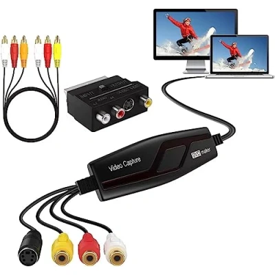 Immagine di Scheda di acquisizione Video Capture Card, HD 1080P USB 2.0, Grabber per RCA a Convertire VHS VCR Hi8 Mini DV digitale, PC, TV, lettore nastro, videocamera