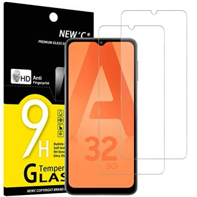 Immagine di NEW&#039;C 2 Pezzi, Vetro Temperato per Samsung Galaxy A32 5G, Pellicola Prottetiva Anti Graffio, Impronte, Senza Bolle, Durezza 9H, 0,33mm Ultra Trasparente, Resistente