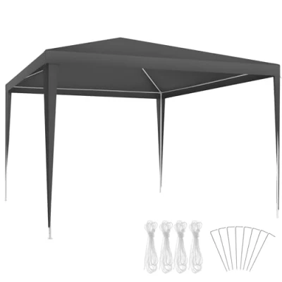 Immagine di tectake® Gazebo da Giardino, Padiglione Esterno Resistente con Telaio in Acciaio, Esterno, Impermeabile, ai Raggi UV, 300 x 250 cm Grigio
