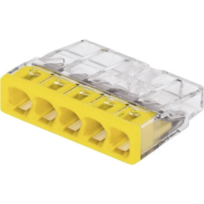 Immagine di WAGO 2273 205 100 Morsettiera flessibile: rigido: 0.5 2.5 mm² Numero Poli (num): 5 pz. Trasparente, Giallo