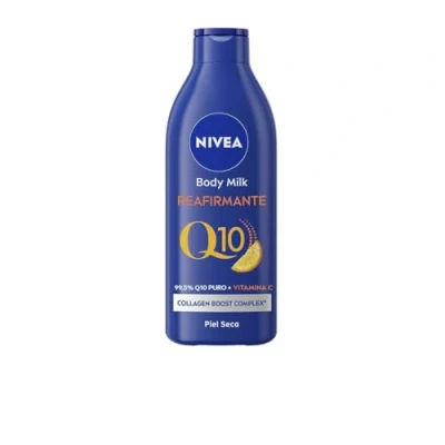 Immagine di NIVEA Q10 Body Milk rassodante (1 x 400 ml), crema idratante per il corpo la pelle secca, con Collagen Boost Complex e 99,5% puro