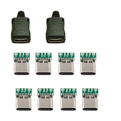 Immagine di Connettore femmina Cablecc 10 set 4 pin USB 2.0 tipo C SMT con scheda PC e alloggiamento 3,0 mm SR