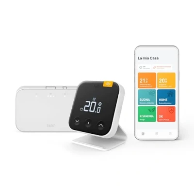 Immagine di tado termostato X intelligente senza fili Kit di base con ambiente, Bridge e supporto, controllo app Smart Speaker (Alexa, Siri, Google Assistant), non compatibile V3+