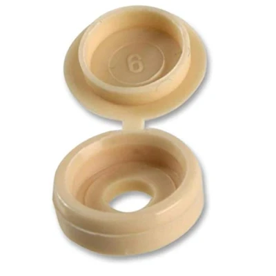 Immagine di Confezione da 100 tappi a vite in plastica ripiegabili con chiusura scatto, misura piccola per adattarsi 6 G 8 (beige)