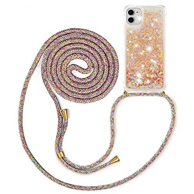 Immagine di MXKOCO Custodie Tracolla Cordini Custodia per Cellulare Girocollo iPhone 11 Cover Tracolla/Glitter Liquido Sabbie Mobili+Crossbody TPU Bumper con Collana/Cordoncino Cordino Case