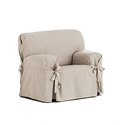 Immagine di Eysa Italia Constanza F616081 Salvapoltrona con Lacci, Cotone, beige/marrone zigzag, da 80 a 120 cm (1 posto)