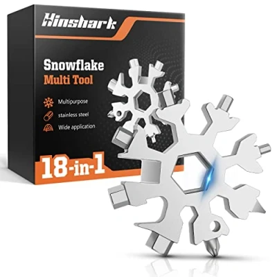 Immagine di Hinshark Regalo Uomo, 18 in 1 Multi Tool Snowflake Multiuso Gadget Utili, Idee Uomo Regali per Papà, Natale Originali, Festa del Uomo(Argento)