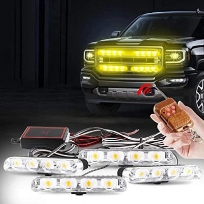 Immagine di yifengshun Giroscopio LED 4 in 1 Telecomando Senza Fili DC12V luce stroboscopica luci DRL lampeggiante magnetico di emergenza segnalazione per auto veicolo(Ambre)