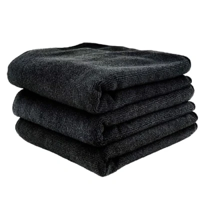 Immagine di cozydiscount Set di 3 panni in microfibra 3C per auto, pulizia lucidatura, asciugatura, 31 x cm, colore: nero
